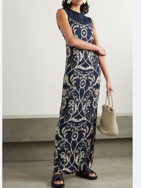 AGUA by Agua BENDITA Sz S Dress Espinela Embellished Maxi Sleeveless Classic New